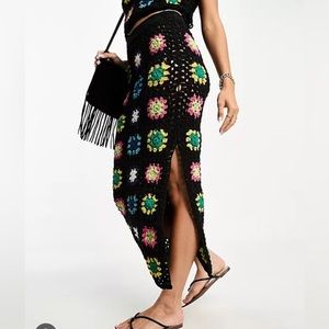 ASOS granny square crochet maxi skirt - M